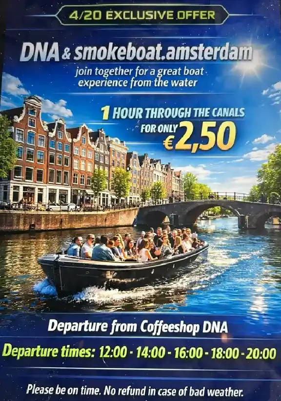 official smokeboat in amsterdam 420 friendly boat tour